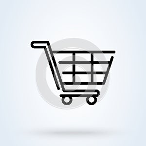 Shopping cart linear style. shoppin basket line icon. vector Illustration Trolley Cart