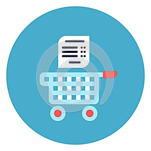 Shopping Cart With List Icon Web Button On Round Blue Background