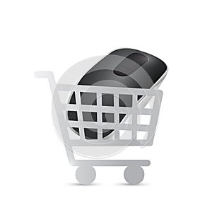 Shopping cart mouse illustration design