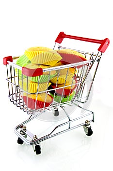 Shopping cart with muffins