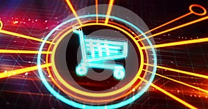 Shopping cart online retail symbol 3d digital concept
