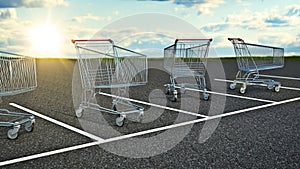 Shopping cart in parking.