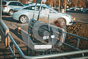 Shopping cart in parking lot at Safeway in Murrayhill Marketplace, Oregon