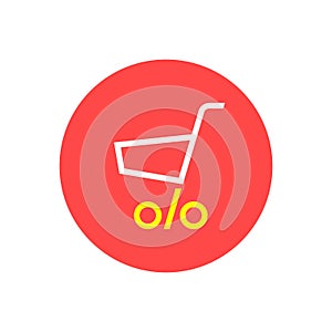 Shopping cart With Percentage icon, Vector Discount symbol, Sale logo. Shopping trolley with wheels as percent