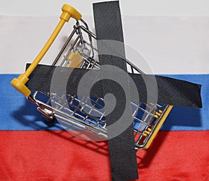Shopping cart on Russia flag