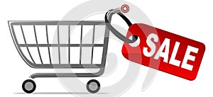 Shopping cart with sale label