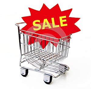 Shopping Cart With Sale Sign