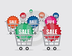 Shopping Cart Sale Sticker Many Colors