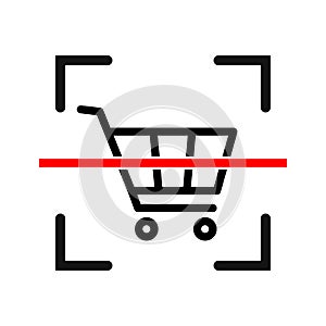Shopping cart scan icon. Electronic commerce concept. Vector illustration