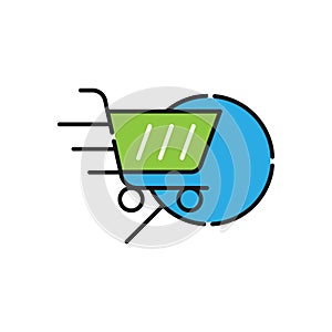 Shopping Cart with Search icon Vector Design. Shopping Cart icon with Searching design concept for e-commerce, online store and