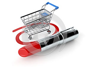 Shopping cart selected with lipstick