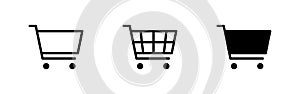 Shopping cart set icon on white background. Simple supermarket  vector