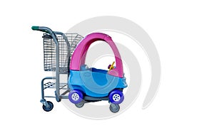 Shopping cart shoping trolley with car for family and kid.