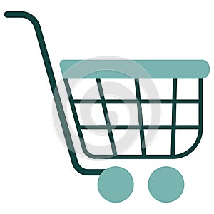 Shopping cart. Simple colored blue vector icon for E-commerce, supermarket