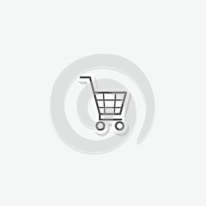 Shopping cart simple icon sticker isolated on gray background