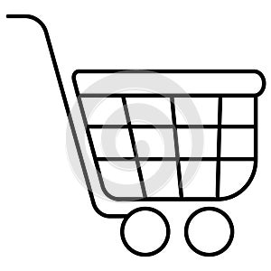 Shopping cart. Simple outline vector icon of E-commerce, supermarket, retail etc