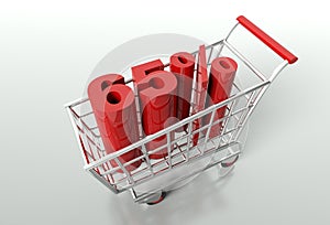 Shopping cart and sixty five percent discount
