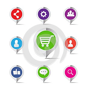 Shopping cart social network marketing concept icon - vector ill