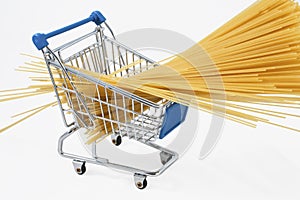 Shopping cart with spaghetti