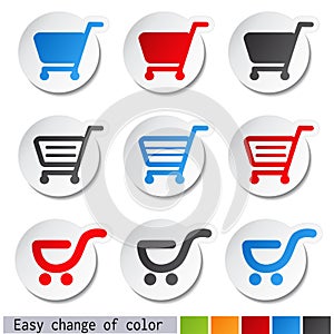 shopping cart stickers - trolley, item or button photo