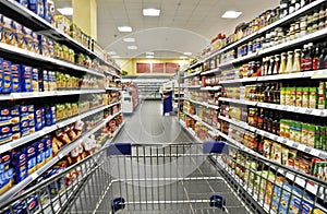 Shopping cart in a supermarket