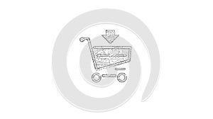 Shopping cart symbol futuristic sketch