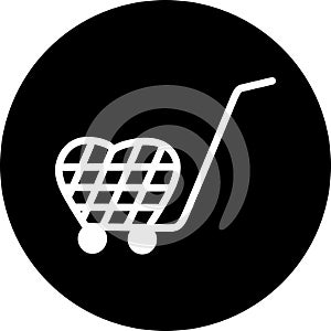 Shopping cart, trolley vector in black circle icon. Contain such icon as mobile shop, web site, and ui. Cart flat collection of we