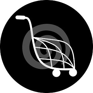 Shopping cart, trolley vector in black circle icon. Contain such icon as mobile shop, web site, and ui. Cart flat collection of we