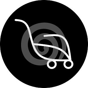 Shopping cart, trolley vector in black circle icon. Contain such icon as mobile shop, web site, and ui. Cart flat collection of we