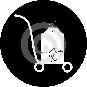 Shopping cart, trolley vector in black circle icon. Contain such icon as mobile shop, web site, and ui. Cart flat collection of we