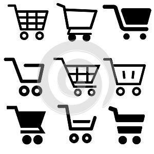Shopping Cart vector icon set. Shop illustration symbol collection. basket sign or logo.