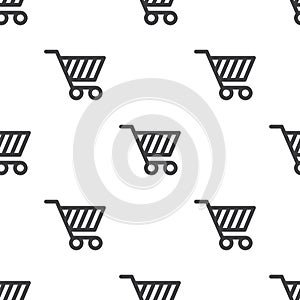 Shopping cart, vector seamless pattern