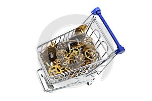 Shopping cart with Vintage cogs gears wheels