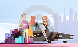 Shopping Cartoon City Background