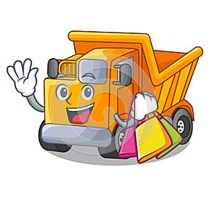 Shopping cartoon truck transportation on the road