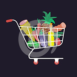 Shopping carts with fresh vegetables