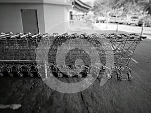 Shopping carts lined up in a row
