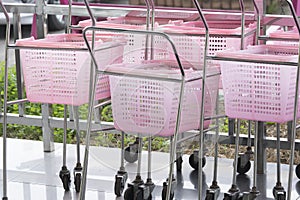 Shopping carts pink color in a Retail department store