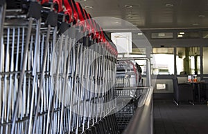 Shopping carts in a row