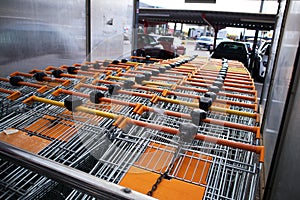 Shopping carts in a shopping center