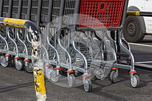 Shopping carts in a warehouse, Zaragoza city, Spain