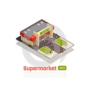 Shopping Center Store Mall Isometric Composition