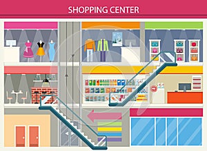 Shopping Center Storefronts Design Flat