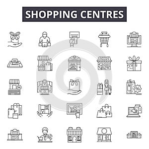 Shopping centres line icons, signs, vector set, linear concept, outline illustration