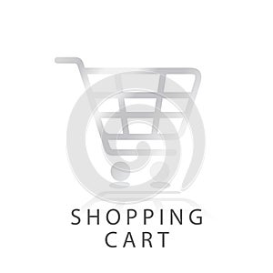 Shopping chart shiny metal gradation style icon vector illustration