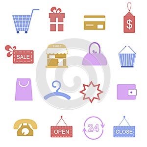 Shopping color icons