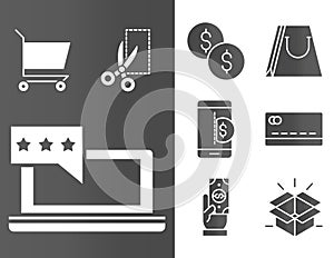 Shopping commerce discount offer silhouette icons