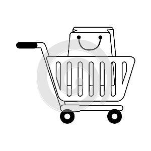 Shopping commerce sale marketing cartoon in black and white