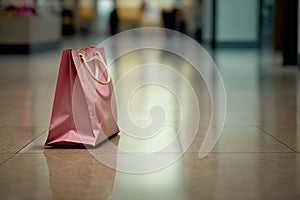 Shopping concept, paper shopping bag in the mall photo