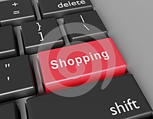 Shopping concept. Word Shopping on button of computer keyboard
